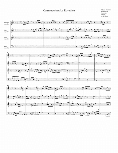 Canzon no.1 a4 (1596) (arrangement for 4 recorders) (arr. Gil Garty)