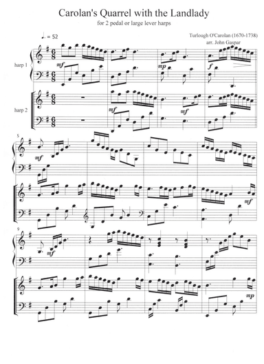 Carolan's Quarrel with the Landlady  for 2 harps (arr. John A. Gaspar)
