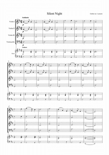 Silent Night for beginner string orchestra (arr. Mark Lansom)