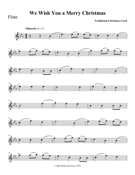 We Wish You a Merry Christmas: flute/piano (arr. Meri Dolevski)