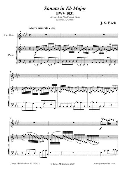 BACH: Sonata BWV 1031 for Alto Flute & Piano (arr. James Guthrie, ASCAP)