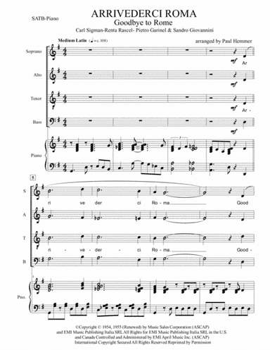 Arrivederci Roma (goodbye To Rome) (arr. Paul Hemmer)