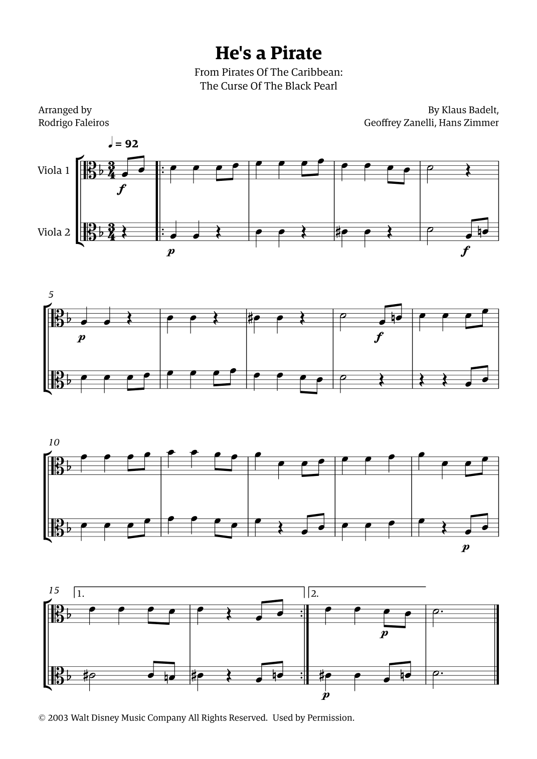 He's A Pirate (arr. Rodrigo Faleiros)