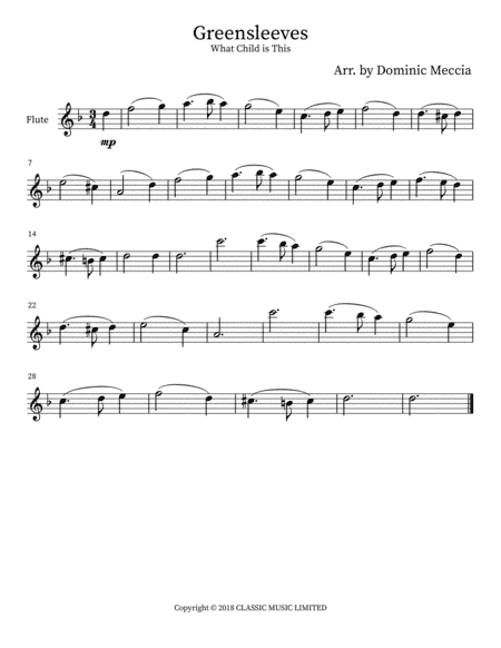 Greensleeves (arr. Dominic Meccia)
