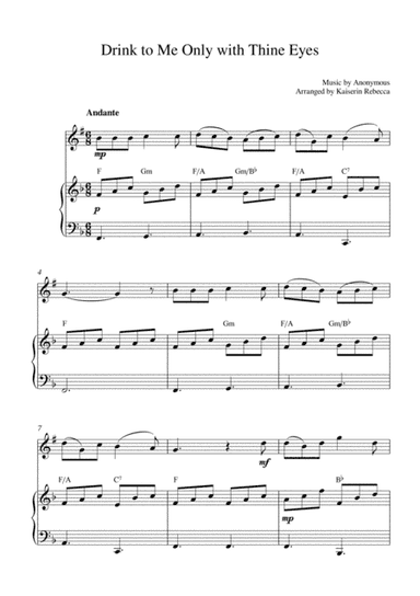 Drink to Me Only with Thine Eyes (tenor saxophone solo and piano accompaniment) (arr. Kaiserin Rebecca)