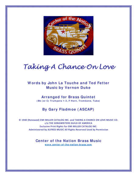 Taking A Chance On Love (arr. Gary Fladmoe (ASCAP))