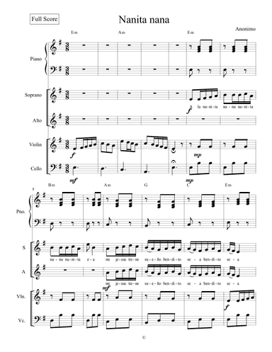 A la nanita nana (arr. Joseluis Pinzon Bonilla)