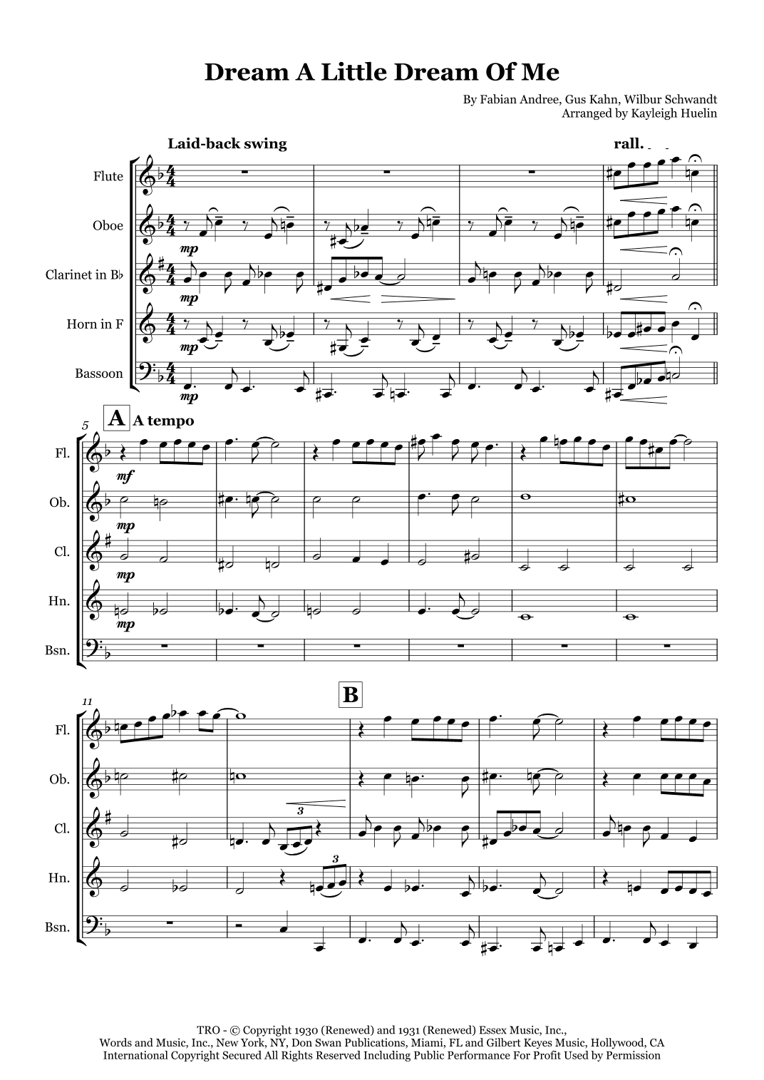 Dream A Little Dream Of Me (arr. Kayleigh Huelin)