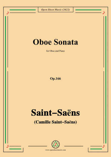 Saint-Saëns-Oboe Sonata,Op.166,for Oboe and Piano (arr. Open Cloud)