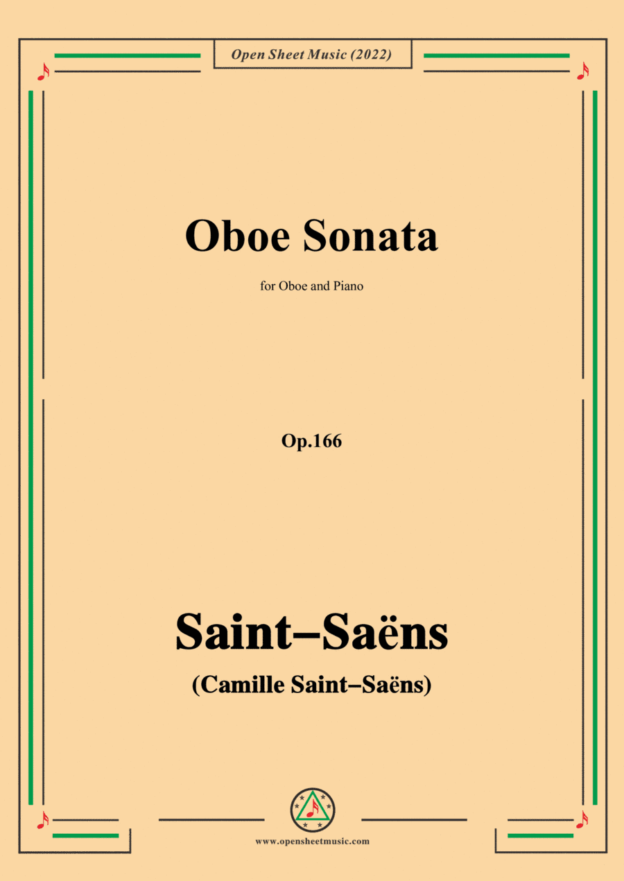 Saint-Saëns-Oboe Sonata,Op.166,for Oboe and Piano (arr. Open Cloud)