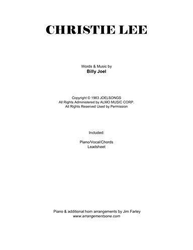 Christie Lee (arr. Jim Farley www.arrangementsone.com)