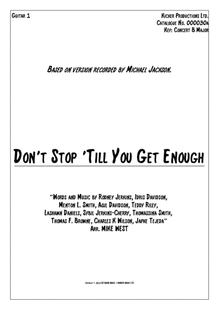Don't Stop Til You Get Enough (arr. Mike West)