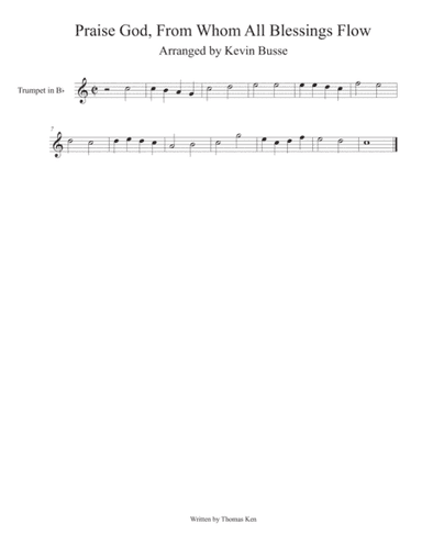 Praise God, From Whom All Blessings Flow (Easy key of C) - Trumpet (arr. Kevin Busse)