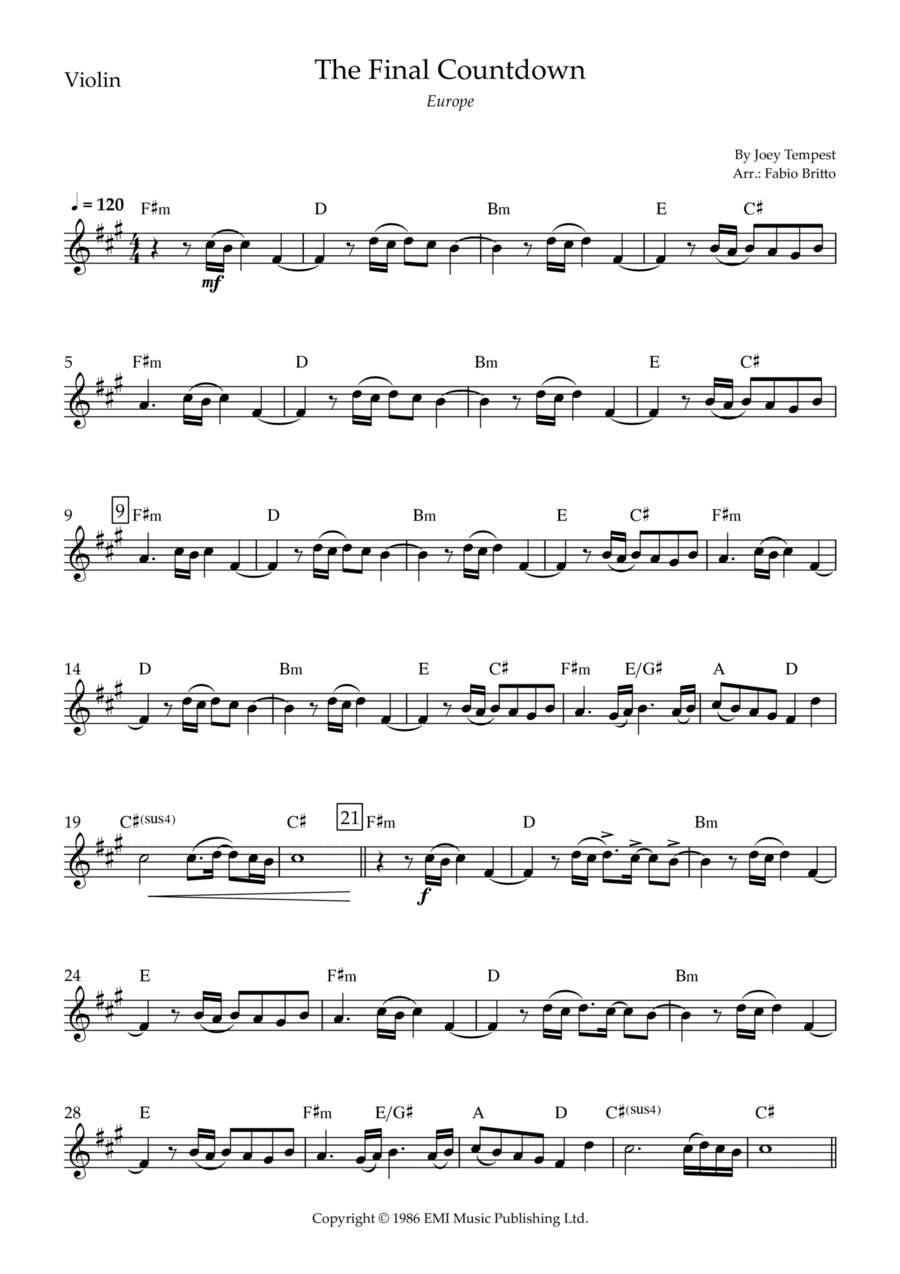 Final Countdown (arr. Fabio Britto)