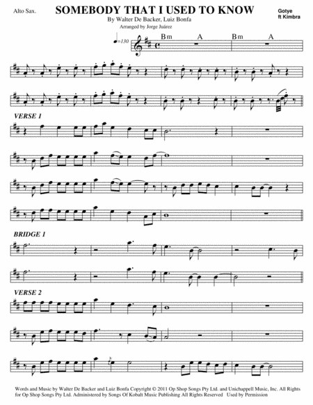 Somebody That I Used To Know (arr. Jorge Juárez)