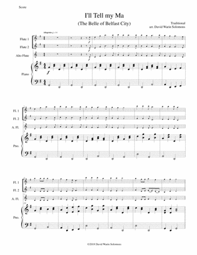 I'll tell my ma (the Belle of Belfast City) for flute trio (2 flutes, 1 alto flute) and piano (arr. David Warin Solomons)