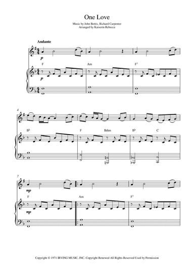One Love (arr. Kaiserin Rebecca)
