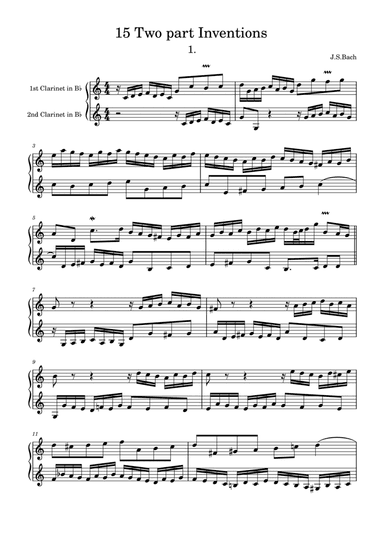 Bach: 15 Inventions for two clarinets (arr. Saho Omukai)