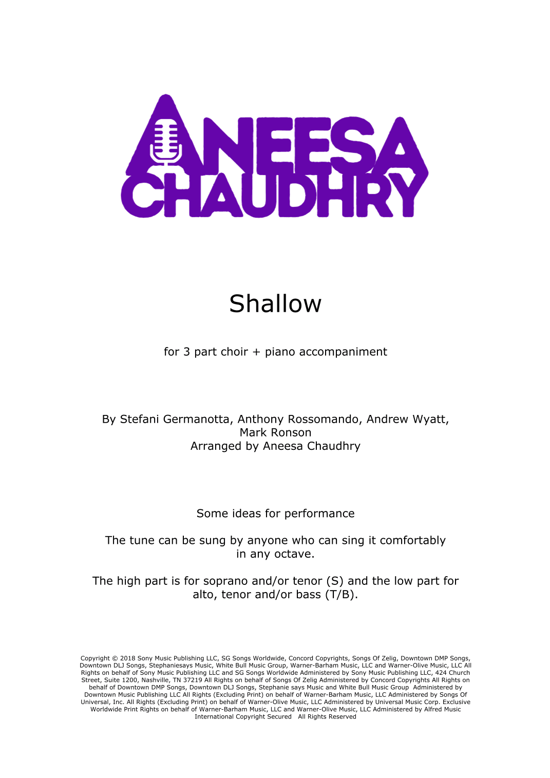 Shallow (arr. Aneesa Chaudhry)