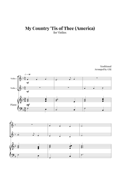 My Country 'Tis of Thee (America) (arr. GDJ)