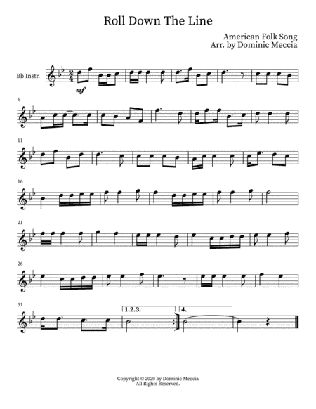 Roll Down The Line (arr. Dominic Meccia)