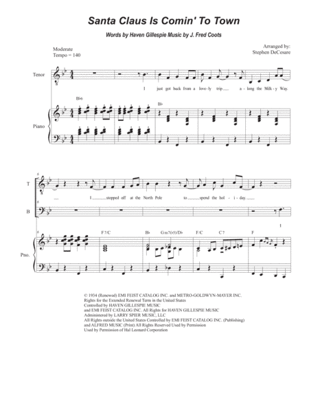 Santa Claus Is Comin' To Town (arr. Stephen DeCesare)