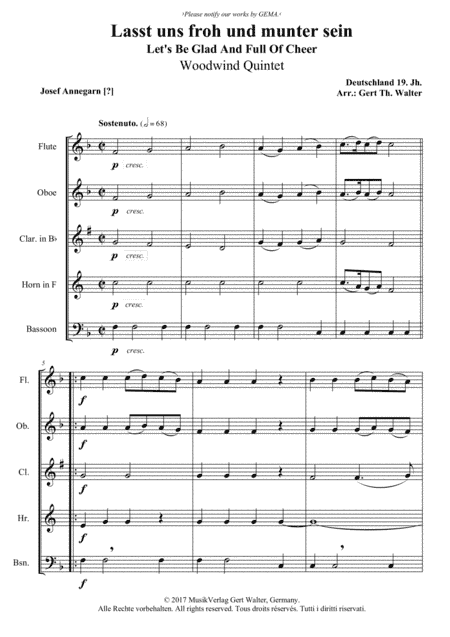 Let's Be Glad And Full Of Cheer (arr. Gert Th. Walter)