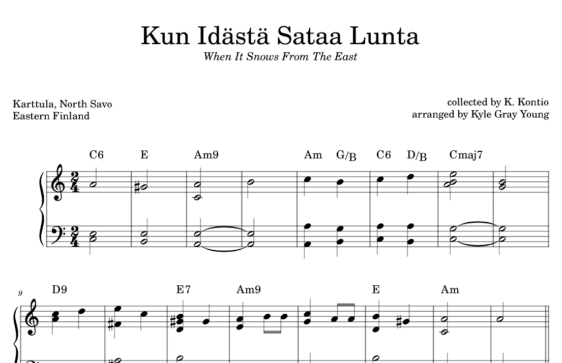 Kun Idästä Sataa Lunta (When It Snows From The East) (piano solo) (arr. Kyle Gray Young)