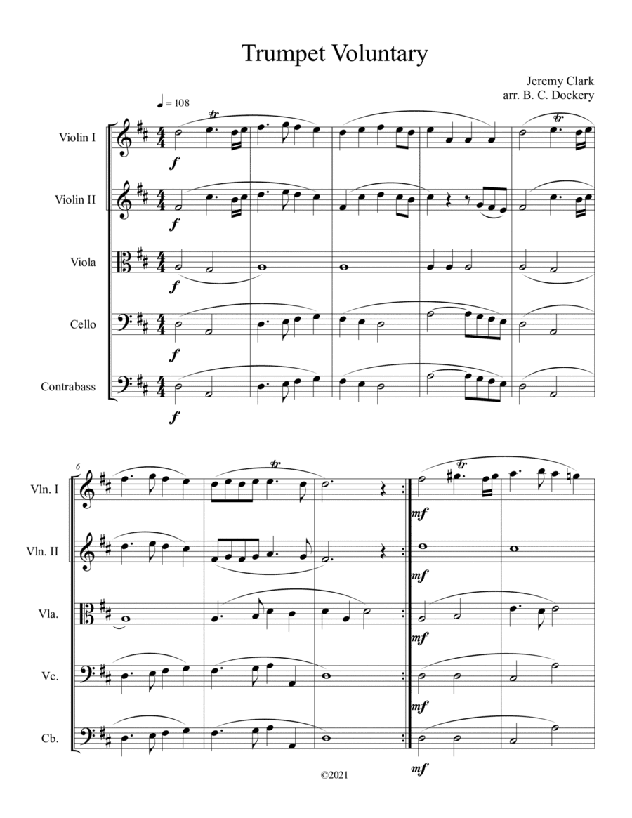 Trumpet Voluntary for String Orchestra (arr. B. C. Dockery)