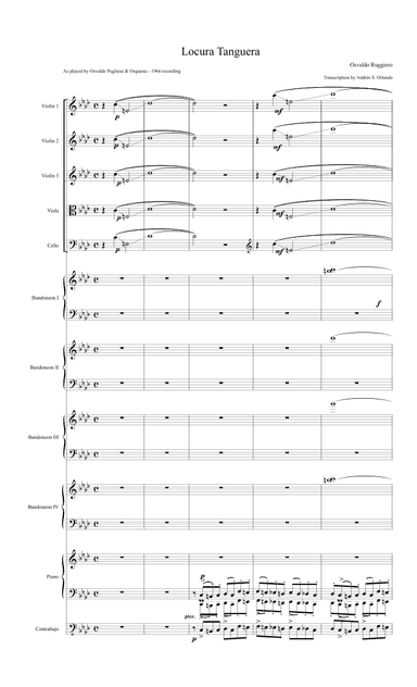Locura Tanguera (Tango) transcription for orquesta típica - individual parts (arr. Andrés S. Orlando (transcription))