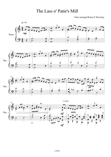 The Lass o' Patie's Mill, arranged for piano (arr. Karen E McAulay)