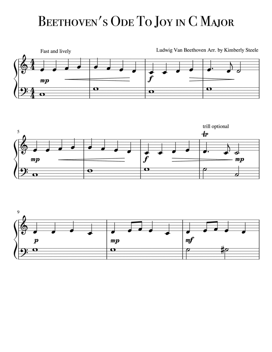 Best Recital: Beethoven's Ode To Joy in C Major (arr. Kimberly Steele)