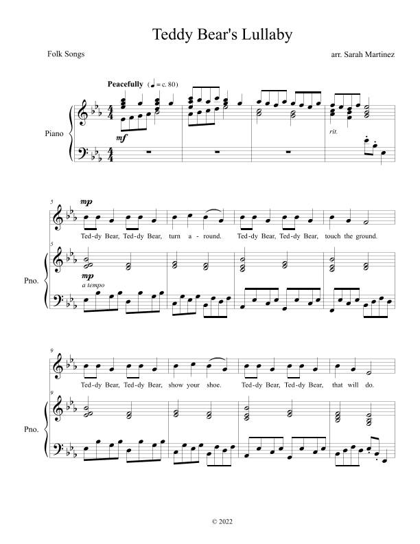 Teddy Bear's Lullaby (arr. Sarah Martinez)