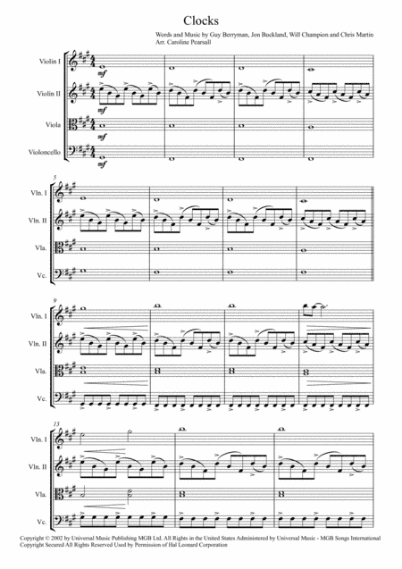 Clocks (arr. Caroline Pearsall)