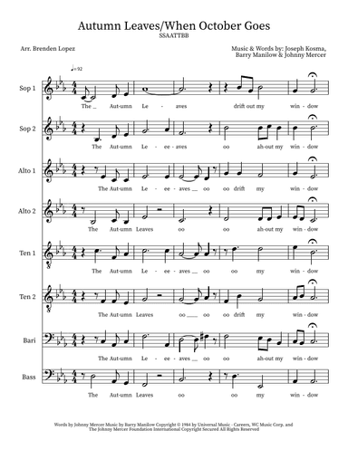 When October Goes (arr. Brenden Lopez)