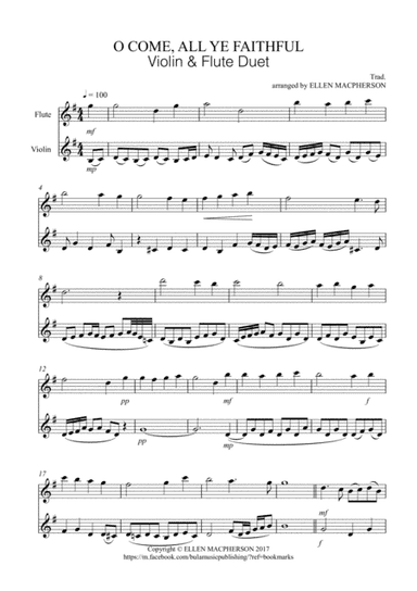 Violin & Flute Duet - O COME, ALL YE FAITHFUL (arr. Ellen Macpherson)