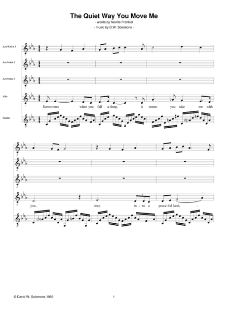 The Quiet way you move me for alto, chorus and guitar