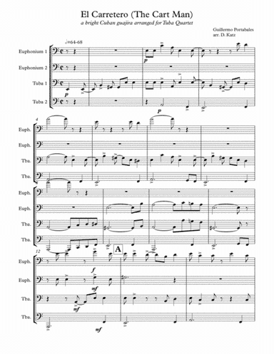 El Carretero (The cart driver): a Cuban guajira for Tuba Quartet (arr. David Katz)