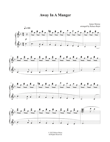 Away In a Manger (late intermediate piano) (arr. Raluca Bojor)