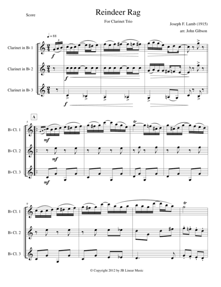 Reindeer Rag for Clarinet Trio (arr. John Gibson)