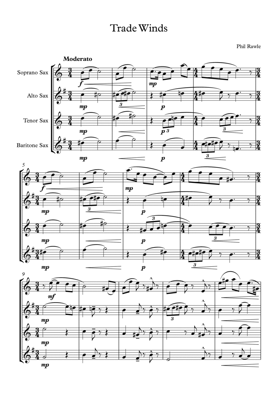 Trade Winds - Saxophone Quartet