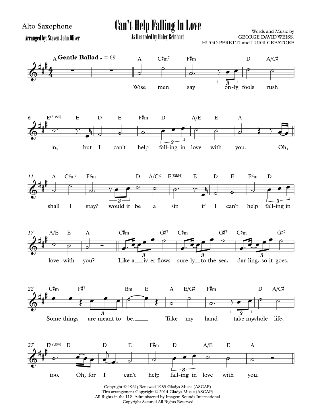 Can't Help Falling In Love (arr. Steven John Oliver)