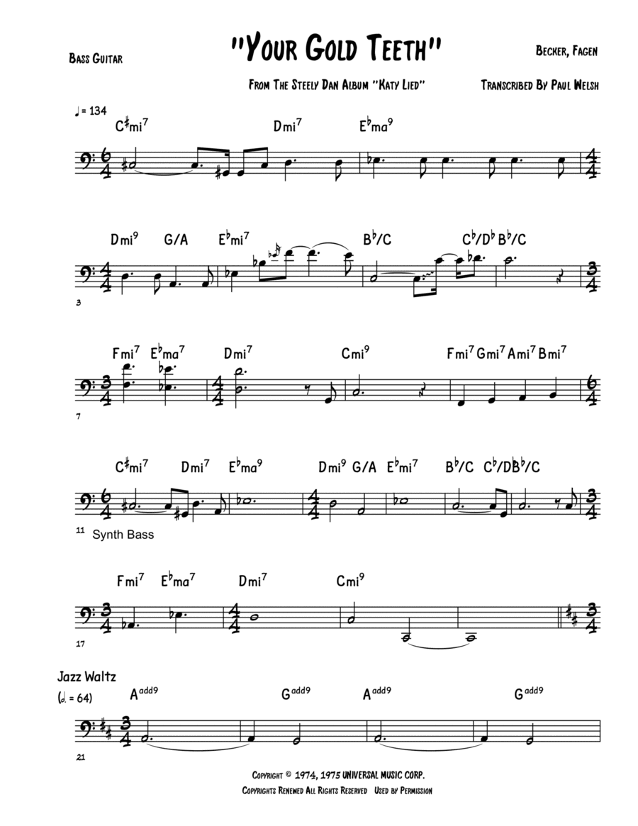 Your Gold Teeth (arr. Accubass)