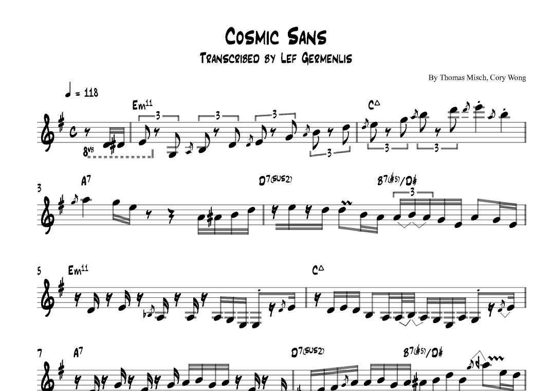 Cosmic Sans (feat. Tom Misch) (arr. Lef Germenlis)