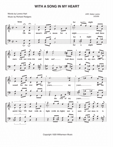 With A Song In My Heart from SPRING IS HERE (arr. Walter Latzko)