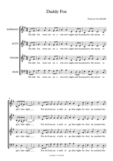 Daddy Fox (English folk song arranged for a cappella choir) (arr. Cat McGill)