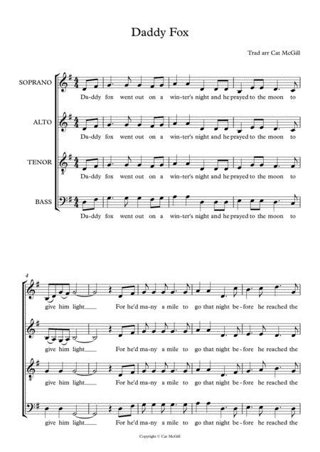 Daddy Fox (English folk song arranged for a cappella choir) (arr. Cat McGill)