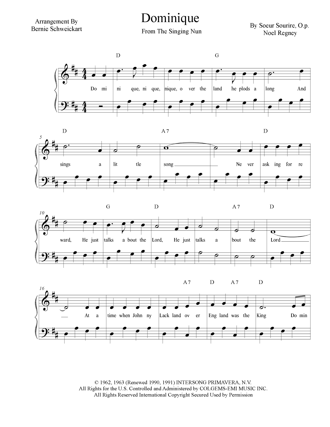 Dominique (arr. Bernie Schweickart)