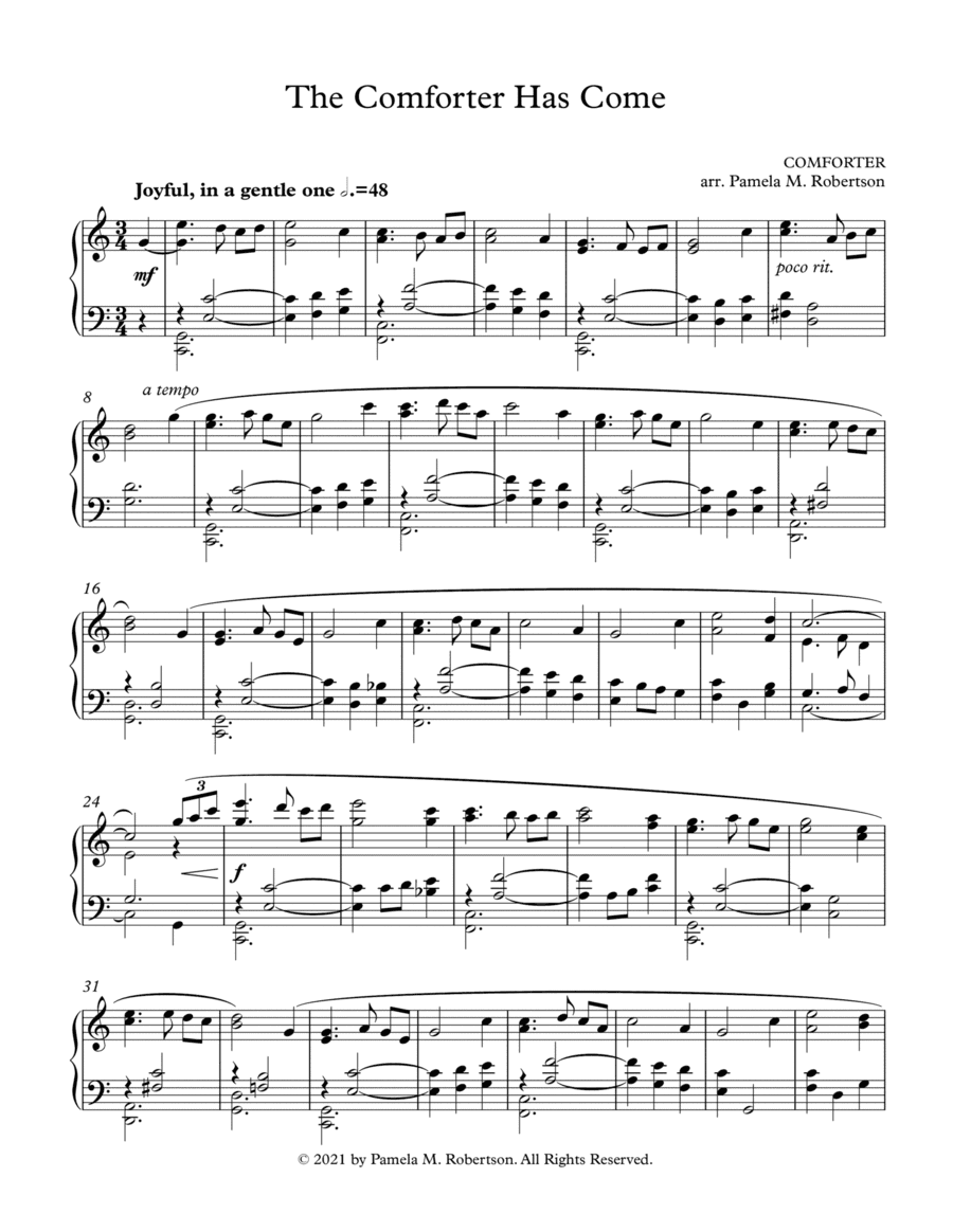 The Comforter Has Come - Piano Solo (arr. Pamela M. Robertson)