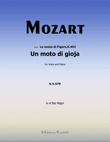 Un moto di gioja, by Mozart, in A flat Major (arr. Editions Dao)